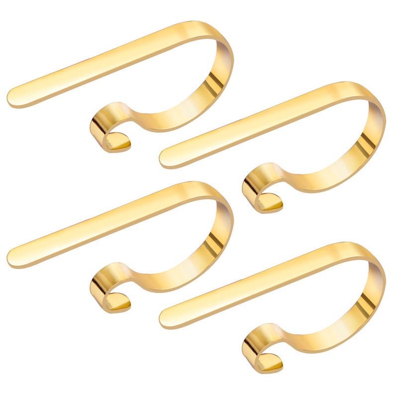 URATOT 4 Pieces Christmas Stocking Holder Hooks Metal Hooks Christmas Stocking Clips Stocking Hanger Hooks, Gold - Image 1